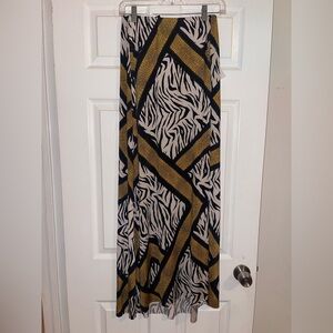 Windsor Black White and Gold Geometric Zebra Maxi Skirt